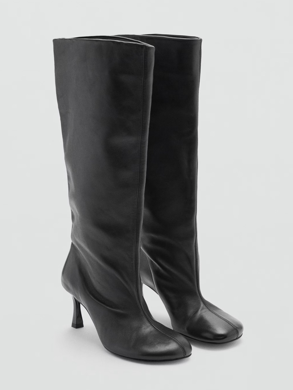 MANGO Round Toe Leather Boots